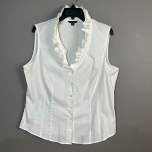 Brooks Brothers blouse Womens size 16 White Sleeveless Button Down Summer Office